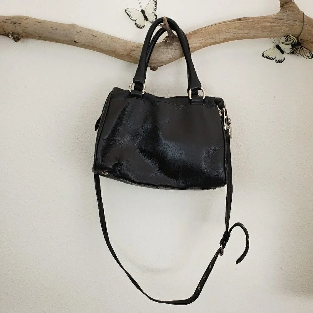 Rebecca minkoff quilted black leather satchel